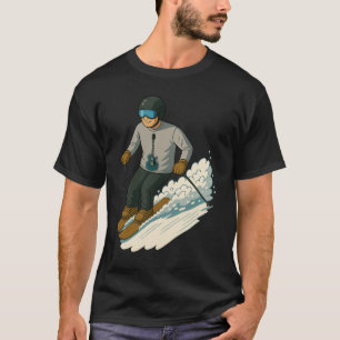 Man snow skiing with guitar shirt transparent