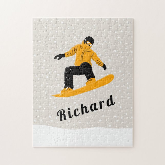 Man Snowboarding Custom Name Extreme Winter Sport  Jigsaw Puzzle (Vertical)