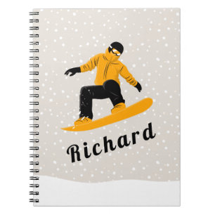 Man Snowboarding Custom Name Extreme Winter Sport  Notebook