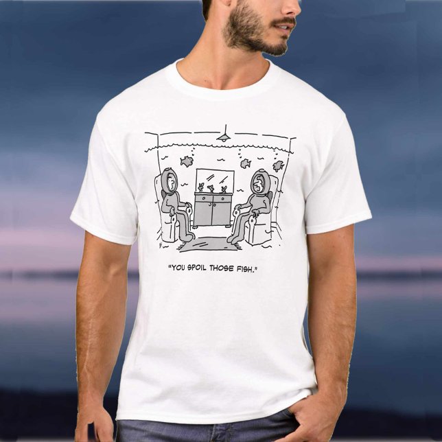 Man Spoils His Tropical Fish - Funny Cartoon on a T-Shirt (Creator Uploaded)