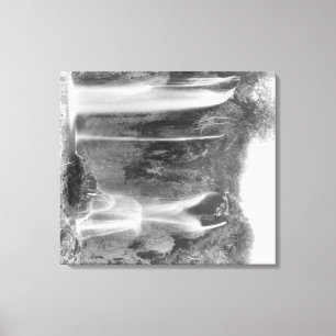 Man Standing Below the Spearfish Falls Photograp Canvas Print