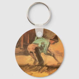 Man Stooping with Stick or Spade, Vincent van Gogh Keychain