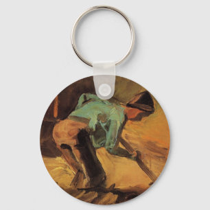 Man Stooping with Stick, Spade by Vincent van Gogh Keychain