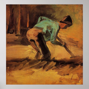 Man Stooping with Stick, Spade by Vincent van Gogh Poster