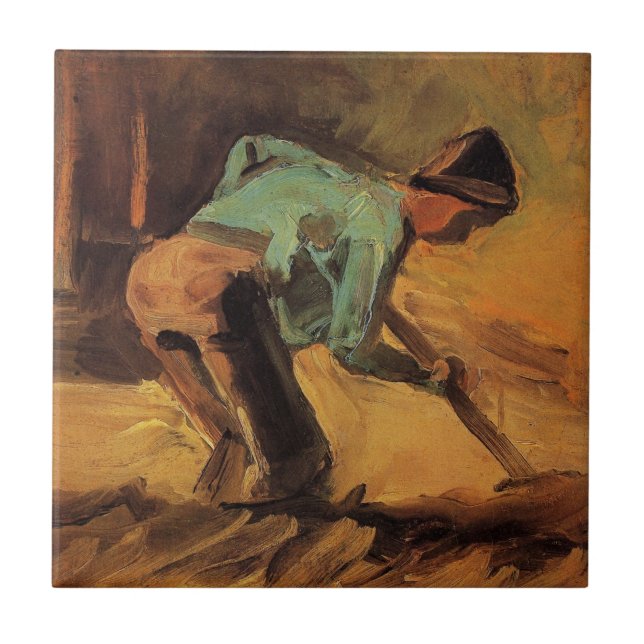 Man Stooping with Stick, Spade by Vincent van Gogh Tile (Front)