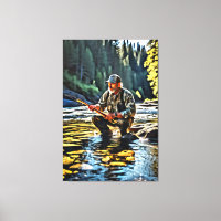 *~* Man Stream Nature  AP49 Fishing Art