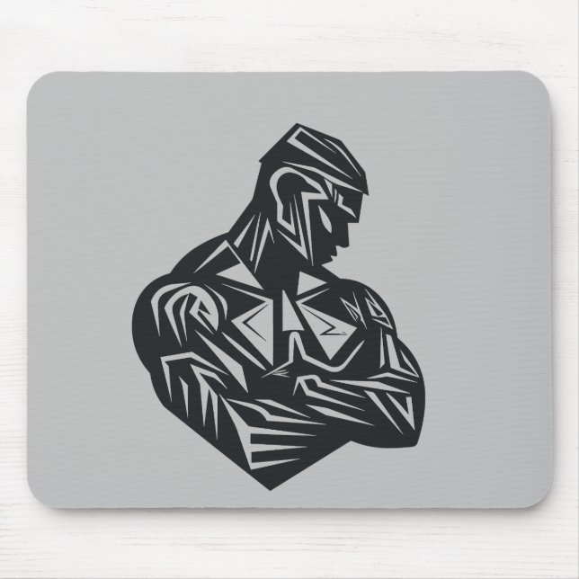 Man Strong Will Power Vector Graphic Mouse Pad (Front)