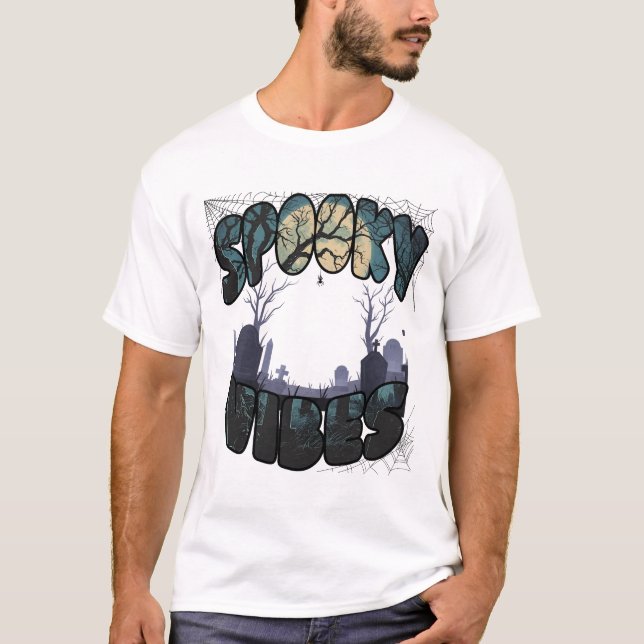 Man T-Shirt Spooky Vibes Graffiti Style (Front)
