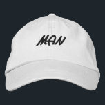 MAN Text White Colour Handsome Boys Men's Embroidered Hat<br><div class="desc">MAN Text White Colour Handsome Boys Men's Embroidered Baseball Cap. An embroidered baseball cap is a type of headwear that features an embroidered design or logo on the front panel of the cap. These caps are commonly made of materials such as cotton, polyester, or a blend of both. The embroidered...</div>