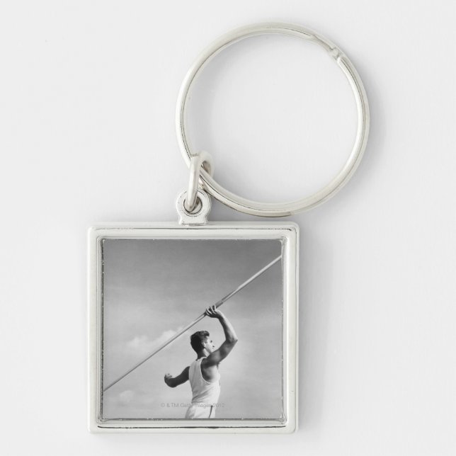 Man Throwing Javelin Keychain (Front)