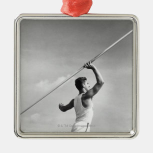 Man Throwing Javelin Metal Ornament