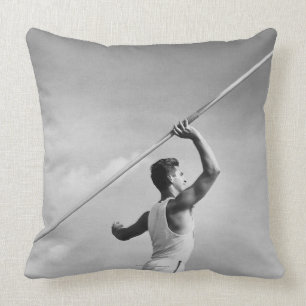Man Throwing Javelin Throw Pillow