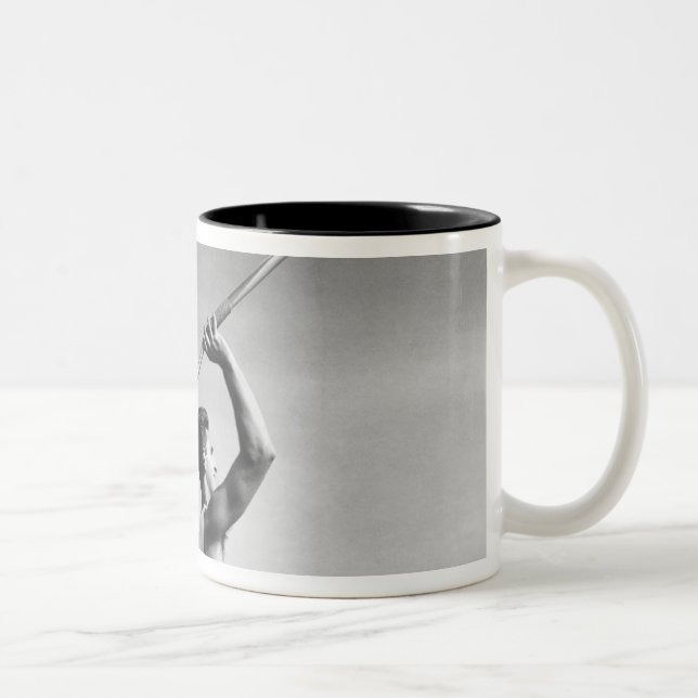 Man Throwing Javelin Two-Tone Coffee Mug (Right)