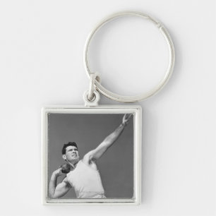 Man Throwing Shotput Keychain