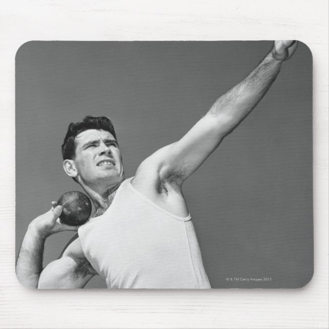 Man Throwing Shotput Mouse Pad (Front)