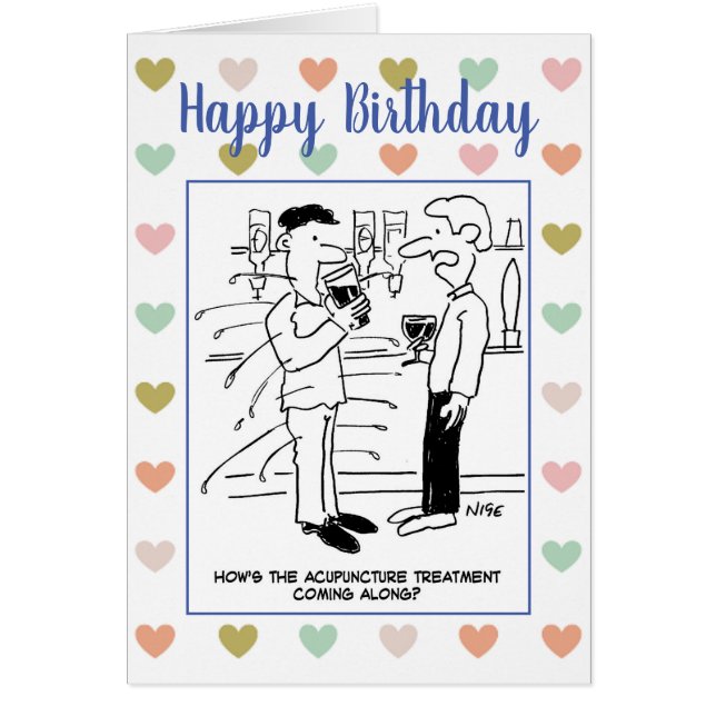 Man Undergoing Acupuncture in in the Pub (Front)