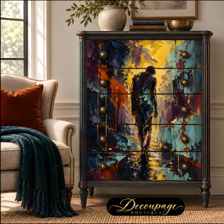 Man Walking Away Abstract Urban Decoupage Tissue Paper