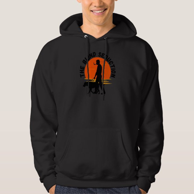 Man Walking Guide Dog On Beach Hoodie (Front)