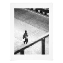 Man walking in the street - black and white