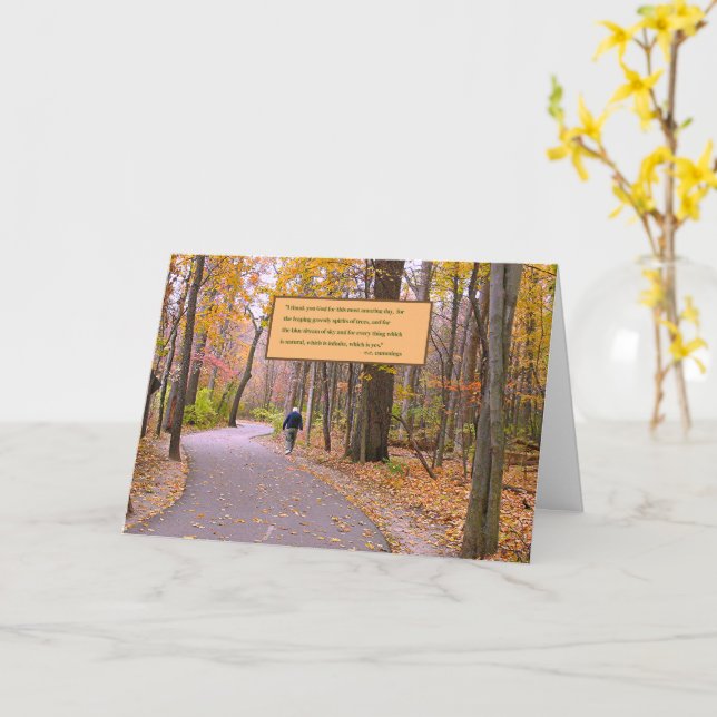 "MAN WALKING IN WOODS/Thanking God For Amazing Day Card (Yellow Flower)