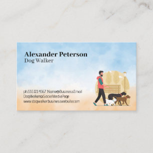Man Walking Multiple Dogs in the Park Business Card