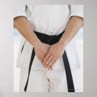 Man wearing karate black belt