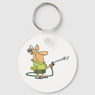 Man With A Garden Hose Keychain