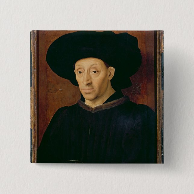 Man with a Glass of Wine 2 Inch Square Button (Front)