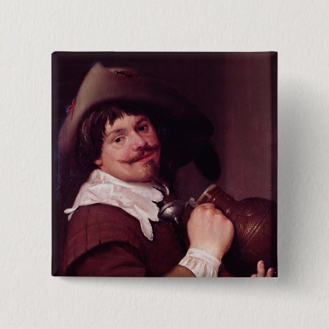 Man with a Jug 2 Inch Square Button (Front)