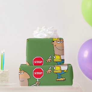 Man With A Stop Sign Wrapping Paper