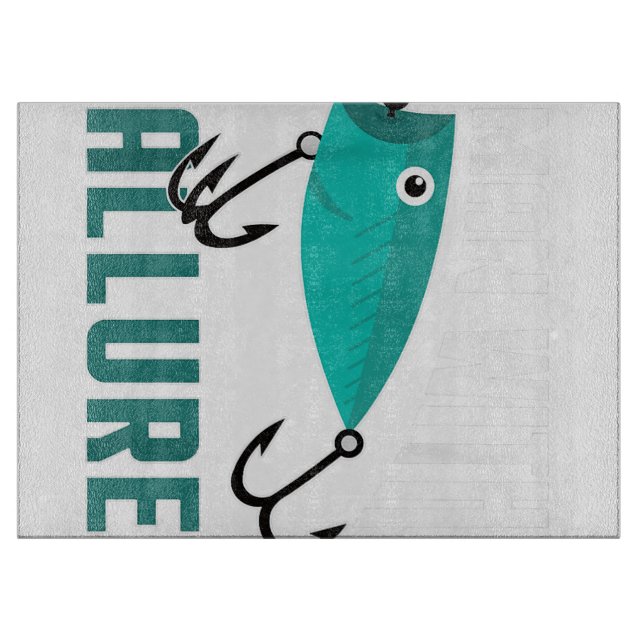Man With Allure Fishing Lure Pun Fisherman T-Shirt Cutting Board (Front)