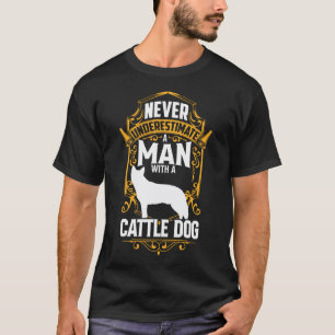 Man with Australian Cattle Dog Queensland Heeler T-Shirt