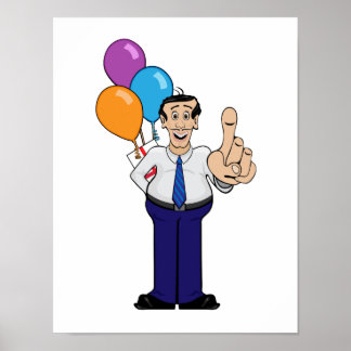 Man with Balloons Poster