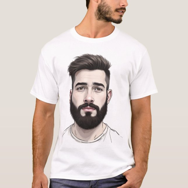 Man with beard portrait drawing T-Shirt (Front)