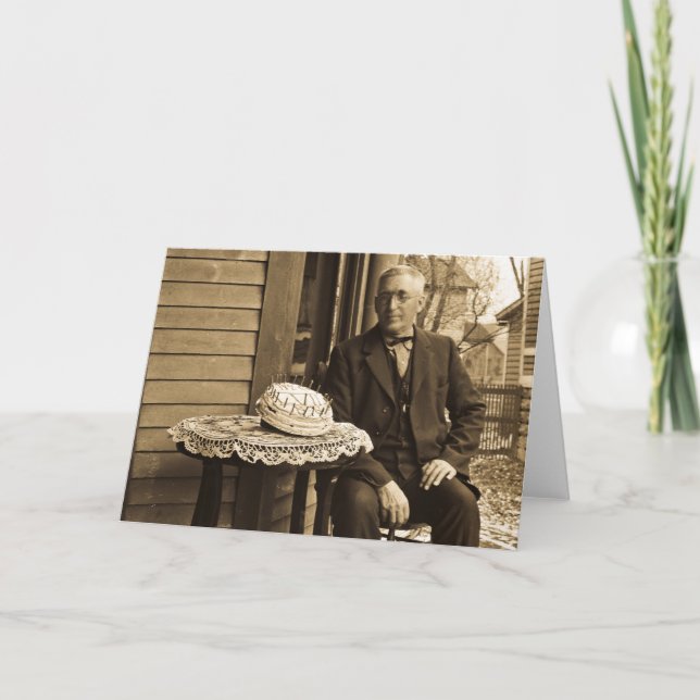 Man with cake card (Front)