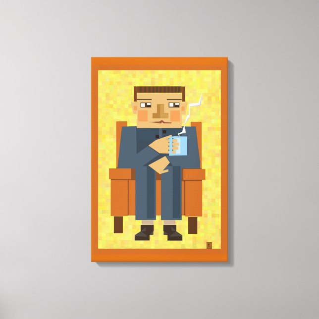 Man with coffee - modern poster art canvas print (Front)