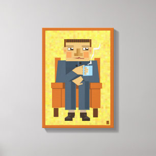 Man with coffee - modern poster art canvas print