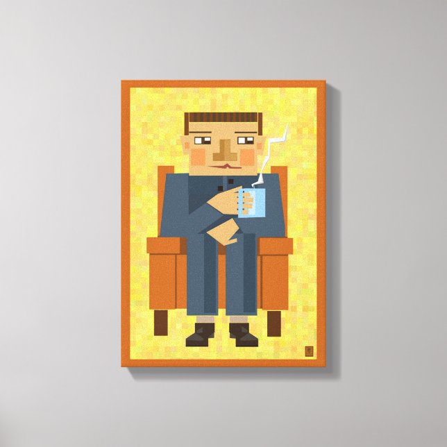 Man with coffee - modern poster art canvas print (Front)