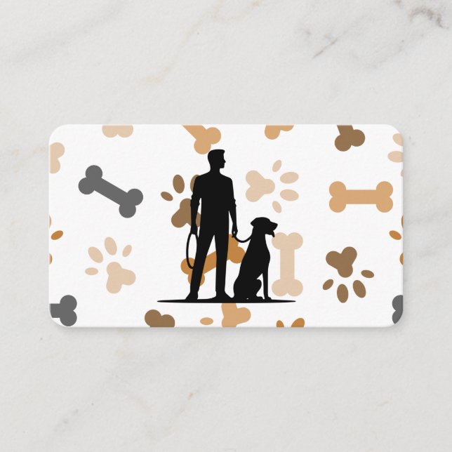 Man with Dog | Paws and Bones Business Card (Front)