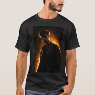 Man with golden light t-shirt