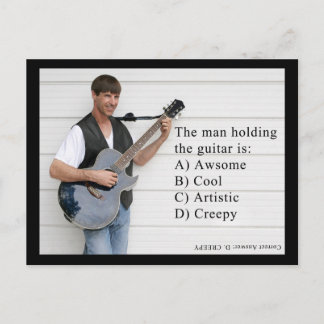 man with guitar postcard