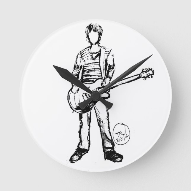 Man with Guitar Round Clock (Front)