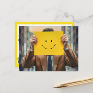 Man With Happy Face Drawing  Postcard