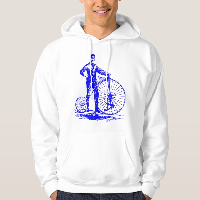 Man with Penny Farthing - Blue Hoodie (Front)