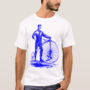 Man with Penny Farthing - Blue T-Shirt