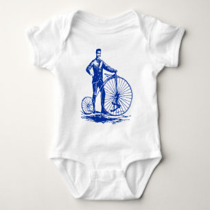 Man with Penny Farthing - Navy Baby Bodysuit
