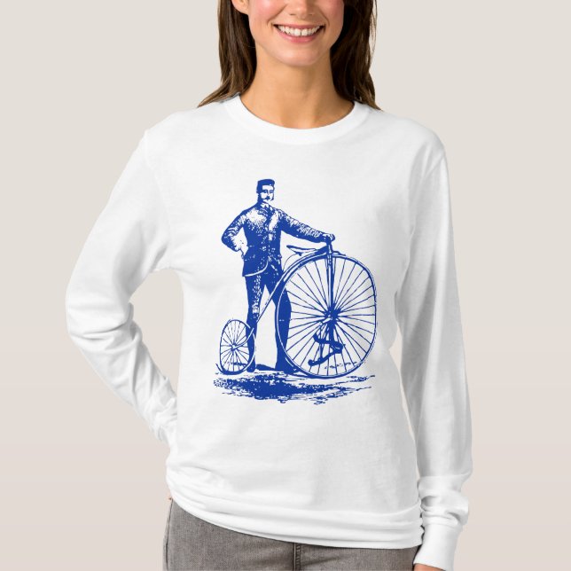 Man with Penny Farthing - Navy T-Shirt (Front)