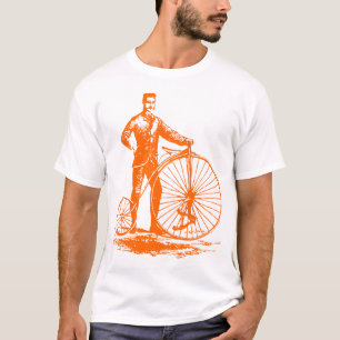 Man with Penny Farthing - Orange T-Shirt