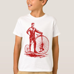 Man with Penny Farthing - Ruby Red T-Shirt