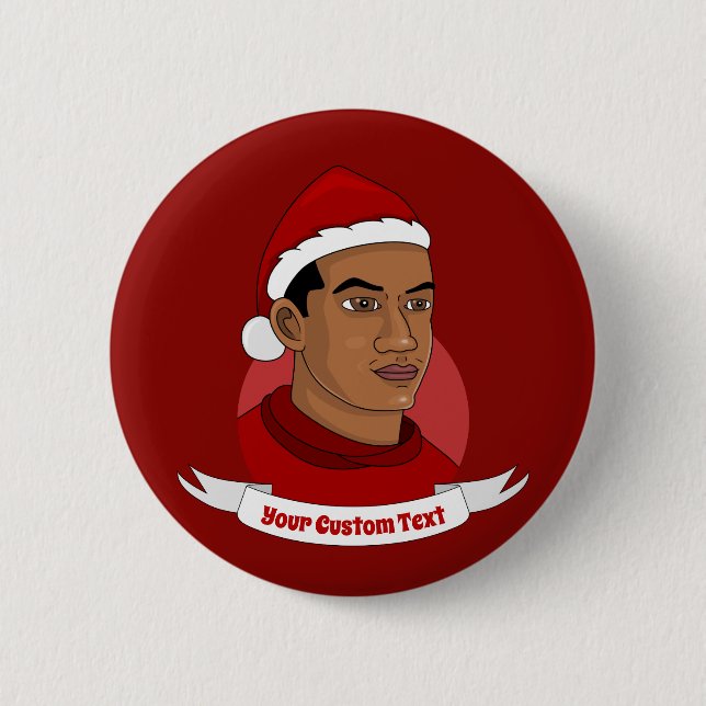 Man with Santa Claus hat cartoon 2 Inch Round Button (Front)